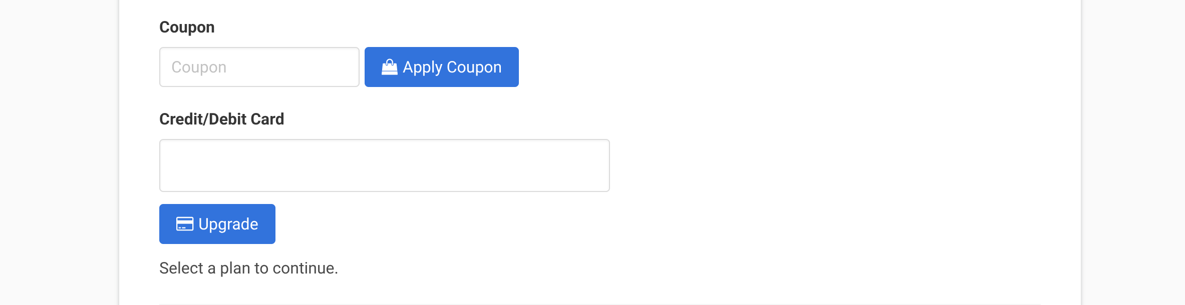 Entering payment details and clicking Upgrade