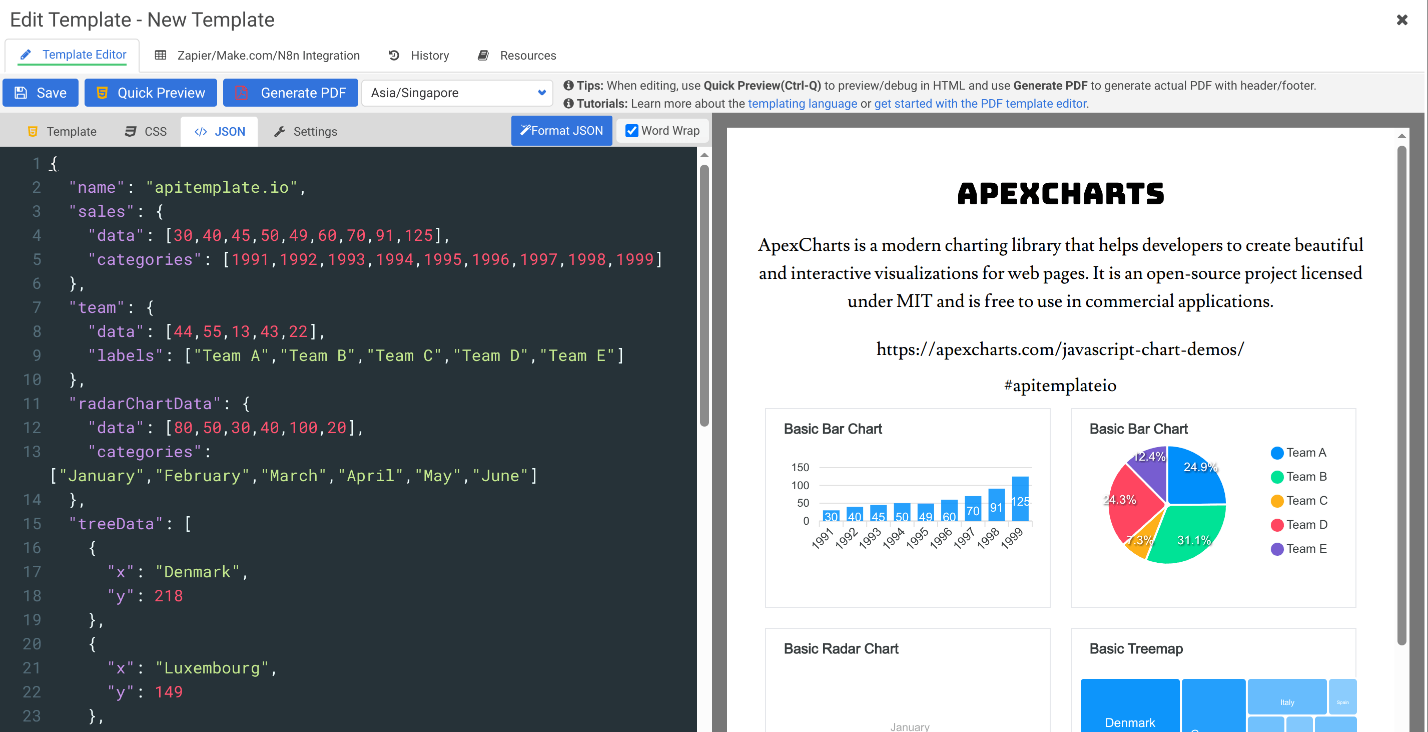 Sample JSON Tab