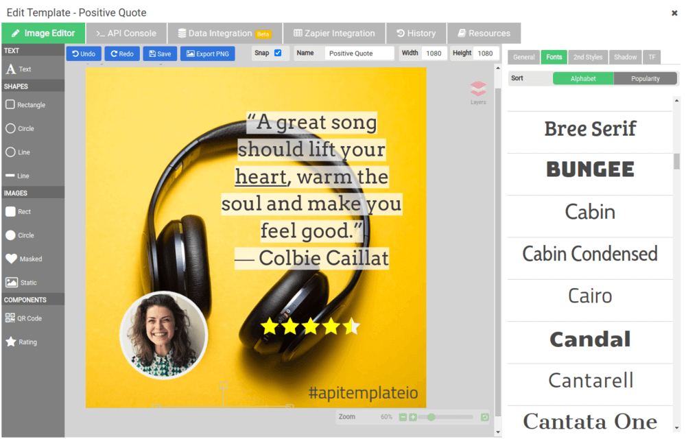 A generated social banner image with dynamic text and a QR code