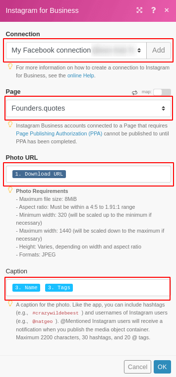 structured database for storing quotes images and captions