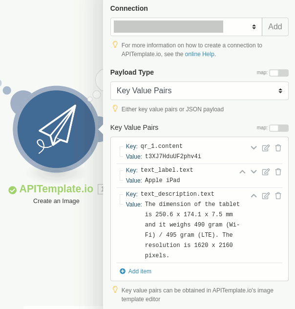 Create QR code image template in APITemplate editor