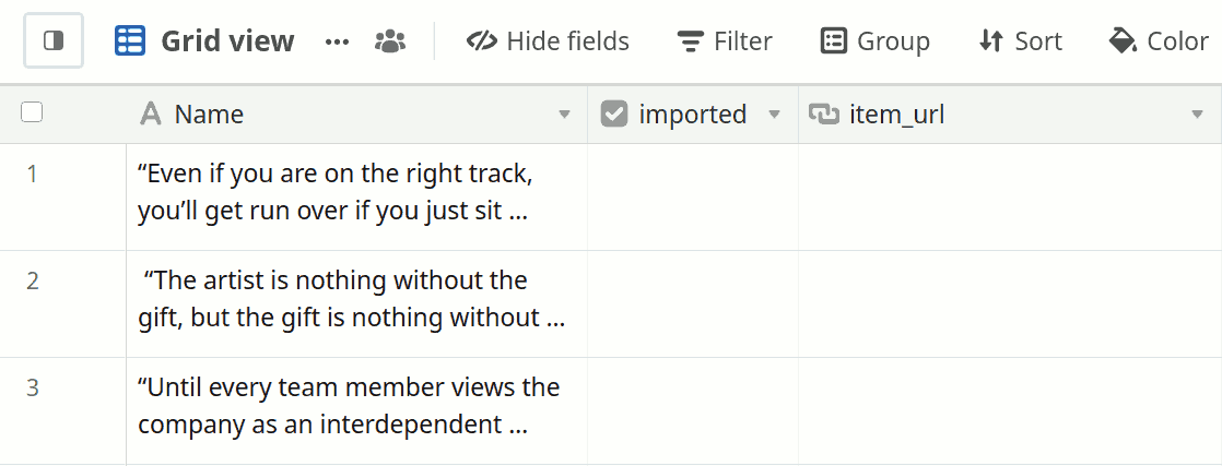 An Airtable grid of product rows generating a branded image for each record