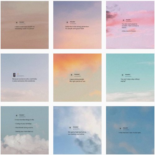 Rainbow gradient Instagram feed layout