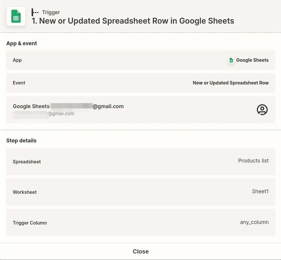 Setting up Google Sheets as a trigger to generate automated images in Zapier