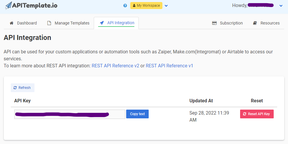 APITemplate.io API key integration