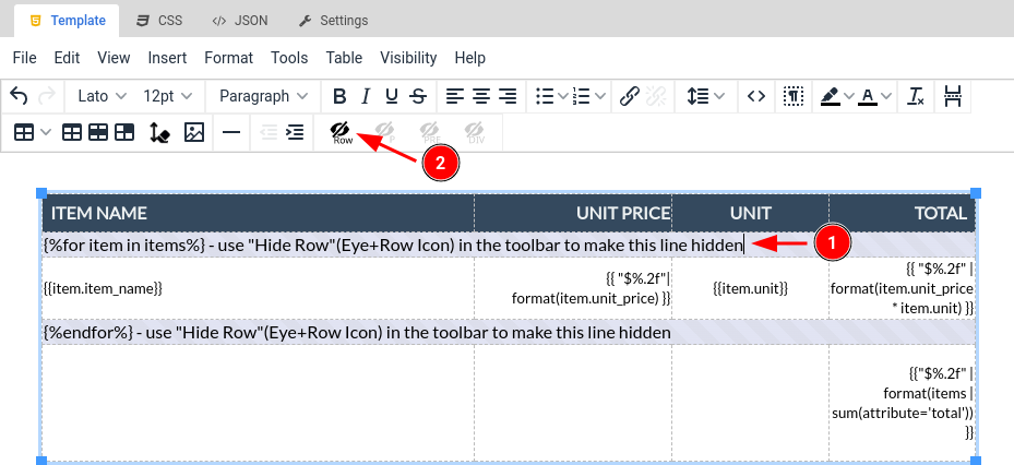 Foreach loop for repeating line items