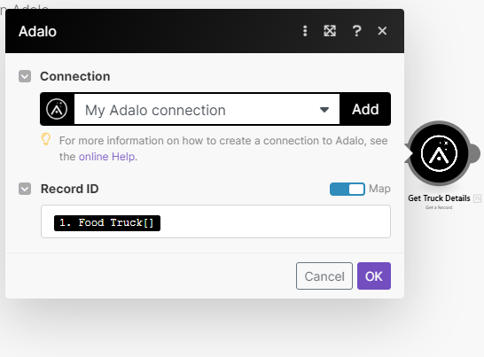 Make.com Adalo get user record data