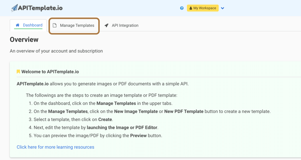 APITemplate invoice template library selection
