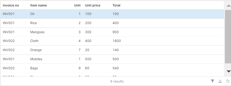 SQL query for invoice data configured in Retool