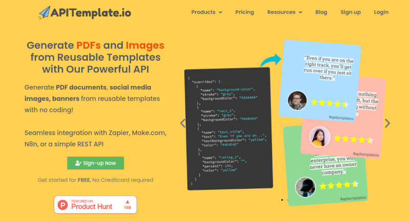 APITemplate.io HTML to PDF homepage
