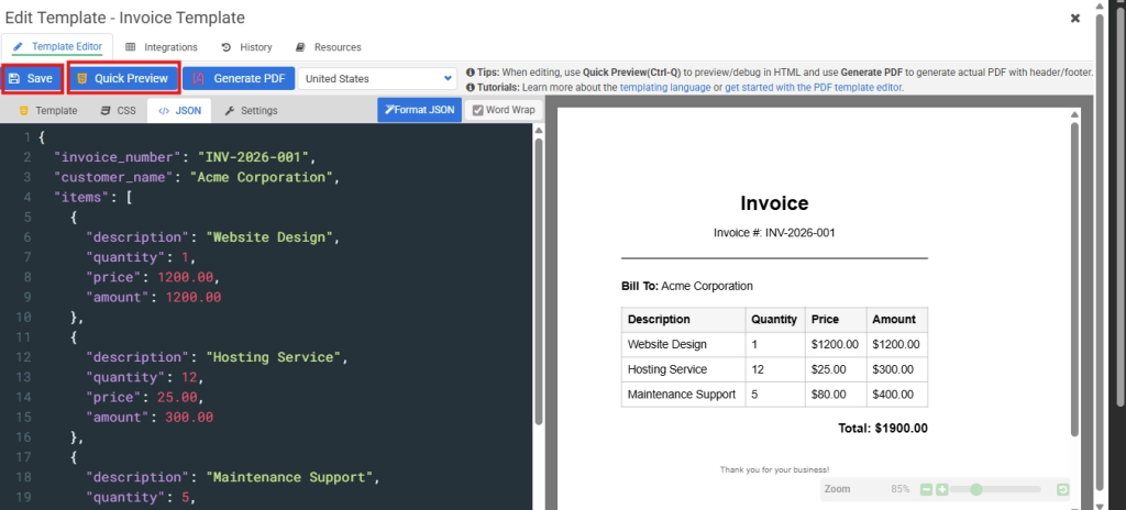 APITemplate API Integration tab displaying the X-API-KEY used to authenticate n8n HTTP Request call